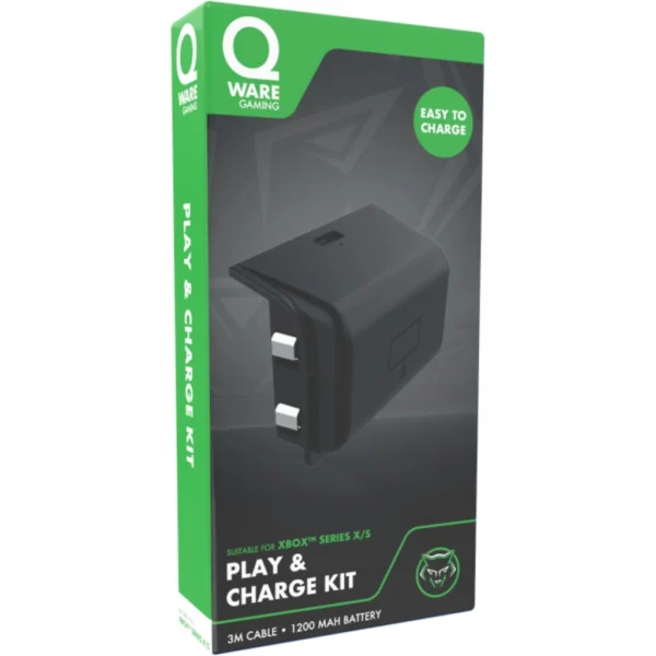 Qware Gaming - Xbox X Series Battery Pack, Újratölthető akkumulátor - Xbox X/S vezérlő - 1200 mAh - USB-C - Xbox - Fekete