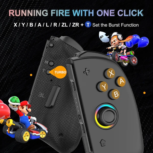 Joy Con pár Nintendo Switch -hez LED fénnyel, extra gombokkal