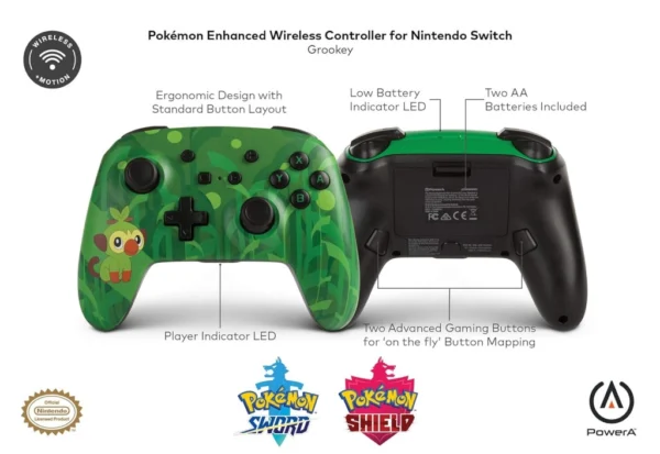 PowerA Pokemon vezeték nélküli kontroller Nintendo Switch - Grookey (használt)