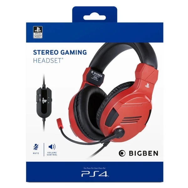 Stereo Gaming Headset V3 Piros (PS4) fejhallgató