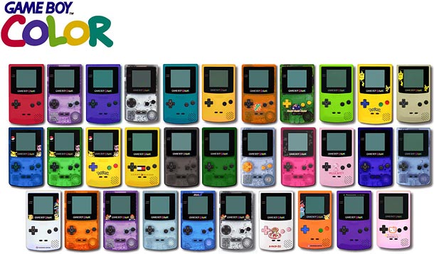 Game Boy Color konzolok: Berry, Grape, Kiwi, Dandelion és Teal színekben