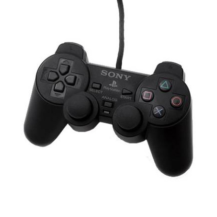 ps2_1 Eredeti Sony PlayStation 2 (PS2) DualShock 2 kontroller – Fekete (használt)