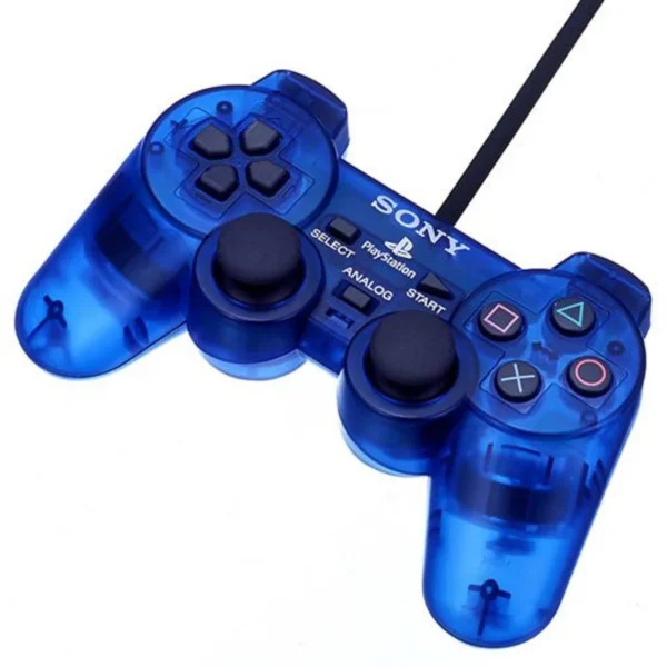 Eredeti Sony PlayStation 2 (PS2) DualShock 2 Kontroller – Áttetsző Kék (Clear Blue, használt)
